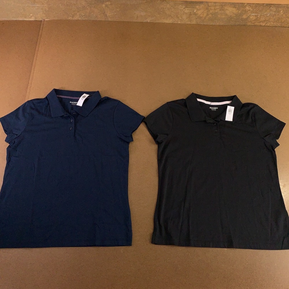Old Navy Girls XXL (18 Plus) Blue Black Short Sleeve Polo Shirt 2 Pieces NWT